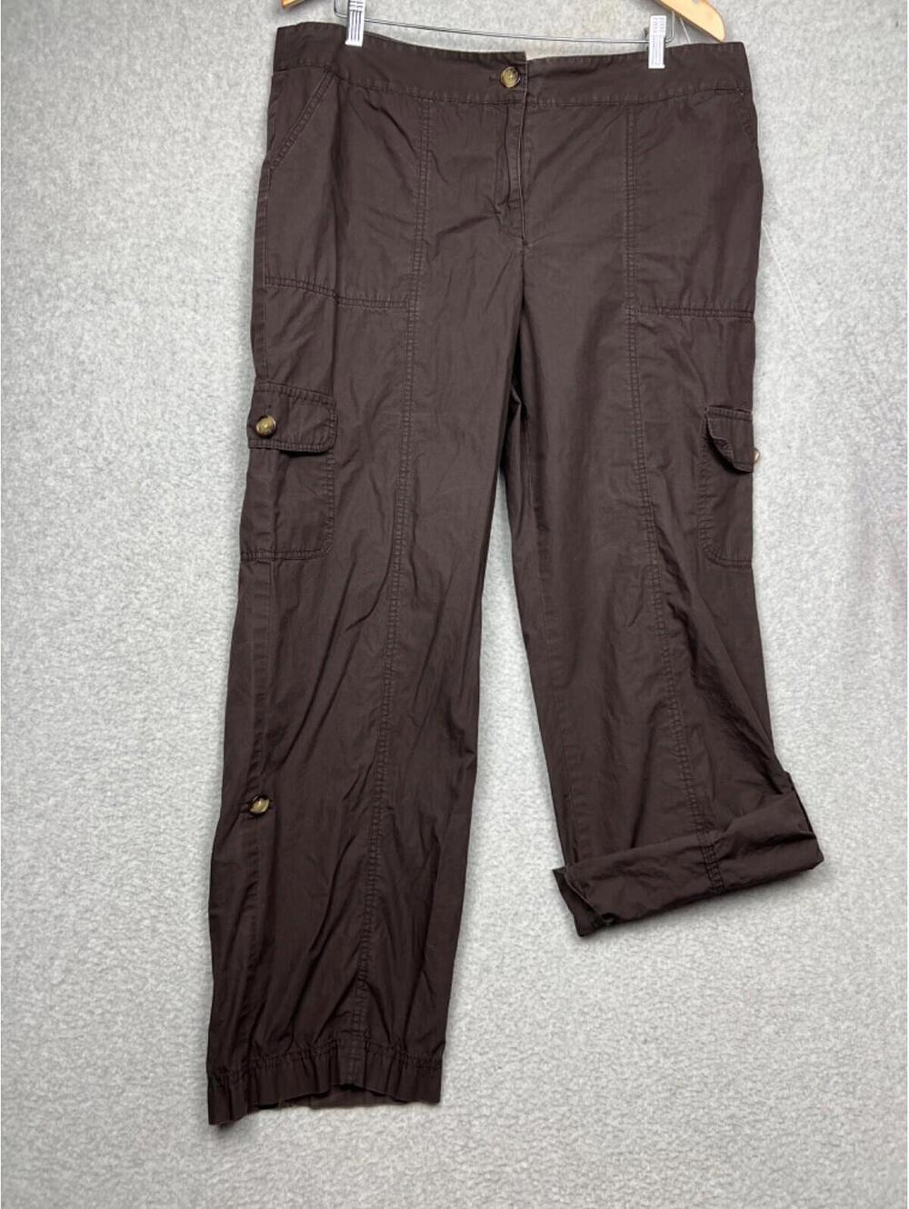 Y2k 90s Ann Taylor Cargo Hiking Pants Womens 16 Cotton Brown Casual Summer